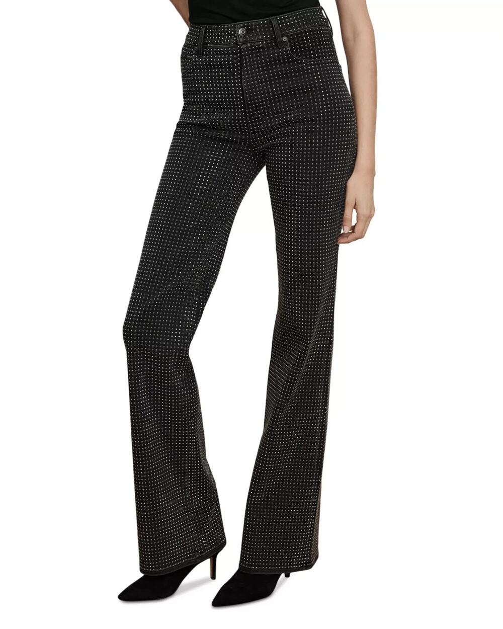 NWT Veronica Beard Crosbie Rhinestones Wide-Leg Jeans Sz 31 Indigo Rinse #9E607